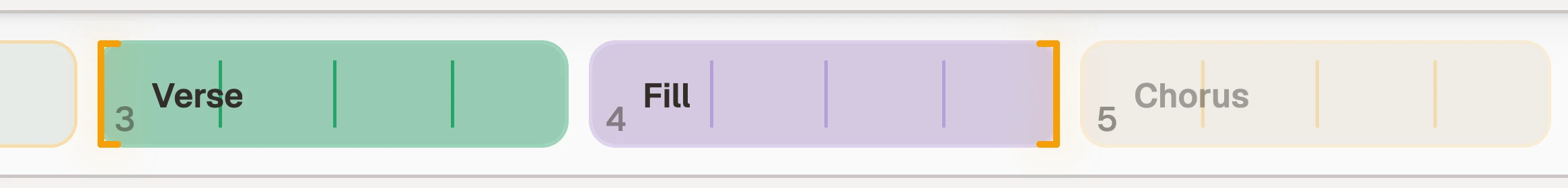 The arrangement strip of Africa, with a loop bracketed around the Verse bar and the Fill after it