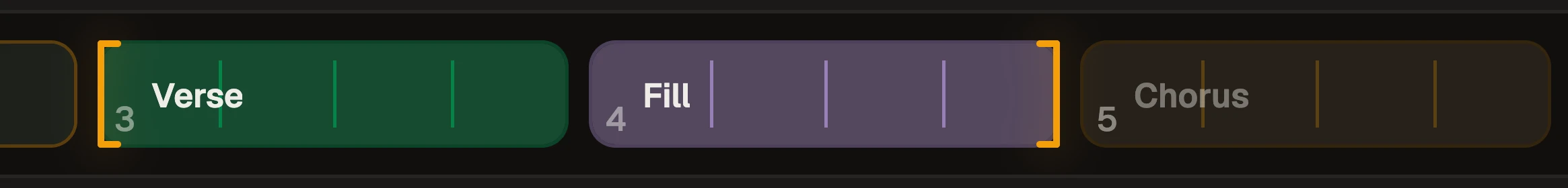 The arrangement strip of Africa, with a loop bracketed around the Verse bar and the Fill after it