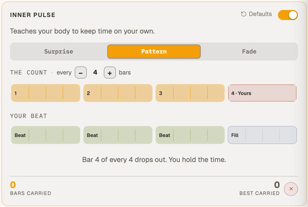 Inner Pulse in Pattern mode, with two strips of mutes