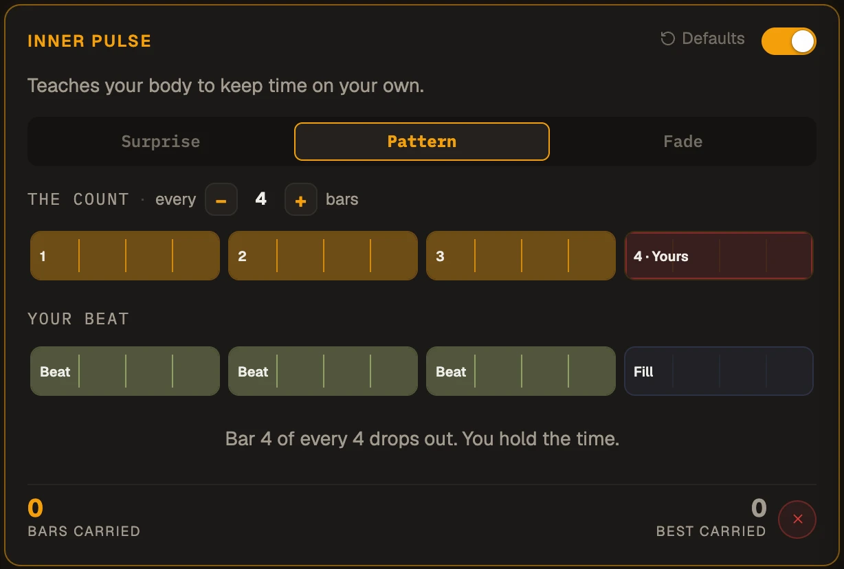 Inner Pulse in Pattern mode, with two strips of mutes