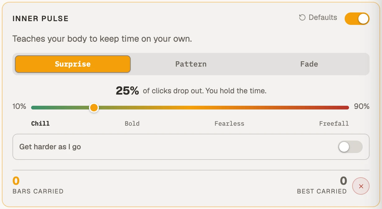 Inner Pulse in Surprise mode, with a dropout percentage