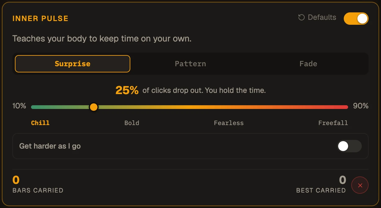 Inner Pulse in Surprise mode, with a dropout percentage